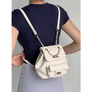 双肩包包女生2024新款时尚小香风链条旅游轻便设计感小众书包背包