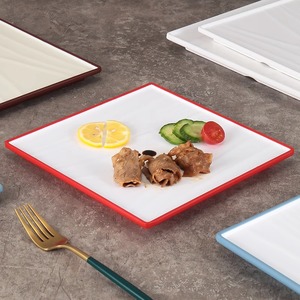 密胺树脂四方盘子正方形创意餐具西餐盘平盘酒店餐厅摆盘冷盘商用