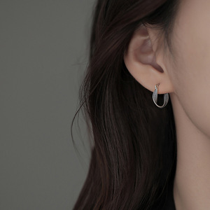 麻花纹理扭曲耳环女复古时尚小众设计网红S925银针耳扣ins耳饰潮