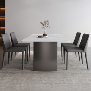 德利丰岩板餐桌不锈钢底架高端设计师轻奢家用小户型现代简约餐桌