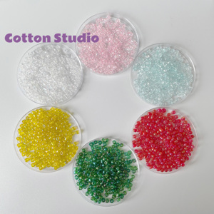 Cotton 4mm幻彩玻璃米珠透明约160颗diy手工项链手链饰品配件材料