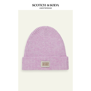 Scotch&Soda荷兰苏打2024新款 粉色卷边针织帽毛线帽子冷帽童装
