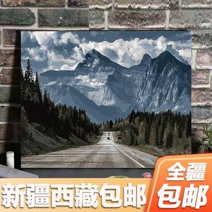 新疆西藏包邮数字油画diy山水风景画手绘颜料涂色绘画解闷手工壁