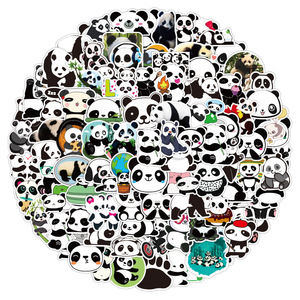 500枚中国风可爱大熊猫涂鸦贴纸儿童玻璃水杯笔记本电脑吉他滑板行李箱电动车头盔镜子手账文具装饰防水贴画