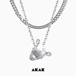AKAK骨系列残落兽骨项链男款高级设计感小众钛钢毛衣项链吊坠款
