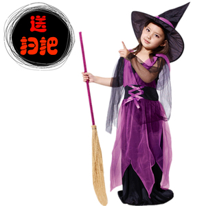 万圣节cosplay服装儿童巫婆表演服网纱女巫婆公主裙幼儿魔法巫婆