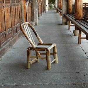 竹椅子靠背椅家用老式编织椅子竹子小藤椅休闲老人手工传统竹凳子