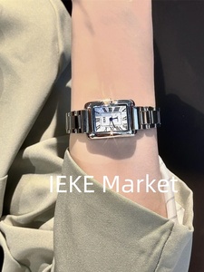 IEKE 高级感手表女ins韩风时尚气质方形钢带百搭女学生好看腕表