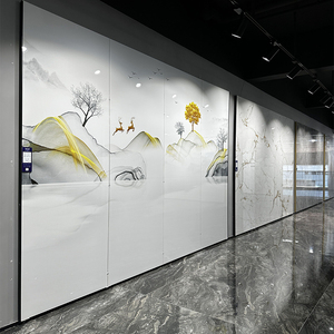 新中式岩板电视背景墙客厅大板沙发影视墙800x2600大理石瓷砖板材
