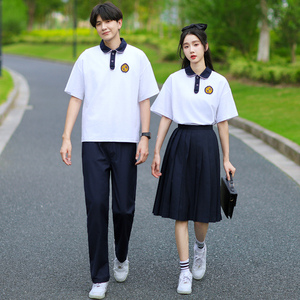 初中班服夏季套装韩版学院风短袖t恤高中小学生毕业照校服女裙子