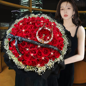 99朵红玫瑰花束生日鲜花速递上海广州北京同城配送女友订求婚花店