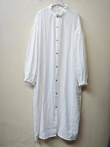 BH-外贸日单白色双纱立领长袖连衣裙 胸围138 衣长118