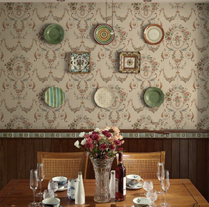 美式复古餐厅墙布别墅背景墙壁纸田园小碎花法式卧室民宿拍摄墙纸