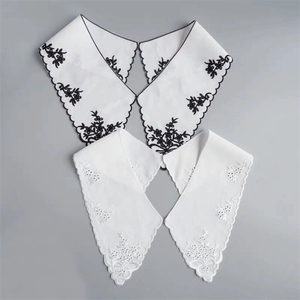 韩版雪纺刺绣花女假领子DIY手工缝制衣领搭裙子花边辅料黑色白色