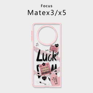 适用于华为matex5手机壳MATEX3典藏版折叠屏四周包边超薄防摔卡通创意欧美风luck day新款粉色软边