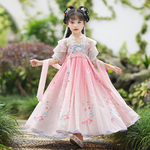 儿童汉服女童夏季古装中国风超仙连衣裙新款薄款襦裙女孩古风仙气