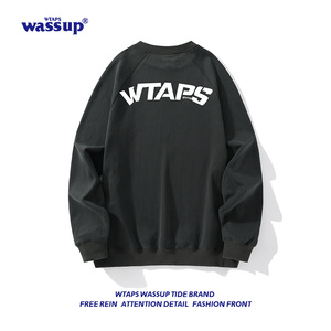 WTAPS WASSUP欧美街头秋冬款加绒加厚灰色卫衣男士宽松青少年上衣
