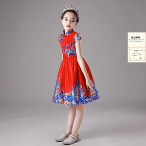 大合唱女童旗袍礼服儿童演出服中国风朗诵主持人中小学生合唱比赛
