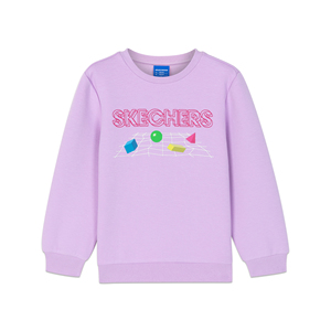 Skechers/斯凯奇童装新款女童几何印花潮流针织套头卫衣L320G051