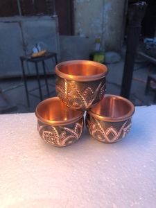 铜杯子纯铜双层紫铜茶杯品茗杯纯手工锤纹防烫红铜主人杯单杯茶盏