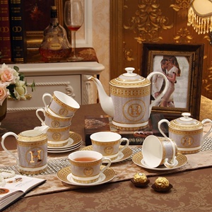 爱马仕欧式陶瓷咖啡具套装 奢华茶具茶杯套装 英式下午茶 创意结