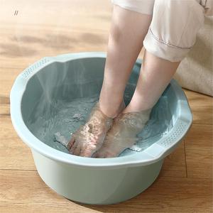 日本进口加厚大号足浴盆家用按摩洗脚盆脚底按摩滑轮泡脚桶足疗桶