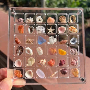 亚克力微型贝壳收纳盒透明海边微石头标本展示收藏创意磁力相框架