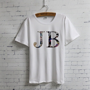 贾斯丁比伯同款短袖T恤夏嘻哈字母图案半袖男女衣服服装支持