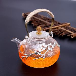 耐热玻璃茶壶高温煮茶家用锤纹泡茶过滤茶水分离水壶功夫茶具套装