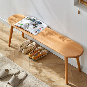 现代简约实木长条凳餐椅侘寂客厅家用穿鞋凳子日式卧室原木床尾凳