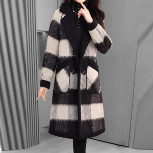 Mapping香港大牌女装冬季新款羊羔绒半开领毛呢外套时尚大码大衣
