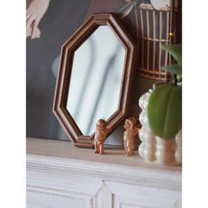 实木镜子中古风古董镜子画框壁挂室内黑胡桃樱桃木北欧实木化妆镜