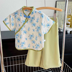 婴儿衣服夏季薄款凉爽国风汉服短袖套装分体1一2周岁女童宝宝夏装