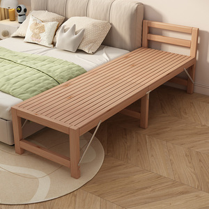 榉木实木拼接床加宽床拼接带护栏小床儿童床边床扩床可折叠婴儿床