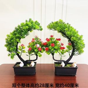 新款仿真花景室内客厅摆件电视柜茶几摆设植物塑料花小盆栽摆饰品