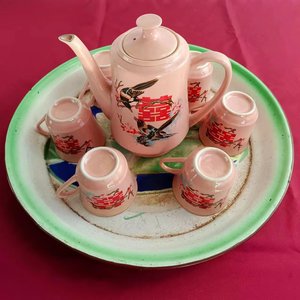 民俗老物件茶碗茶壶茶盘80年代旧收藏博物馆橱窗影视道具怀旧摆件