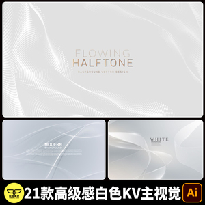 高端大气高级感白色抽象线条波点KV主视觉海报展板设计背景AI素材