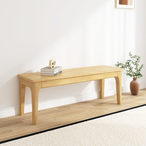 长条凳全实木餐凳木质小板凳原木色北欧日式家用凳子床尾凳换鞋凳
