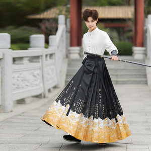 新款初见新中式织金马面裙中国风汉服男女装立领上衣日常两件套装