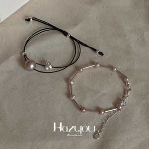 Hazyou「小星球」原创设计编织天然珍珠手链S925银猫眼珠极细手绳