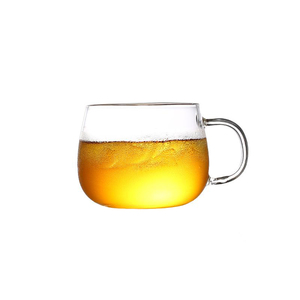 耐热玻璃商用金丝皇菊杯子有手柄蛋形杯无色透明泡茶杯早餐牛奶杯