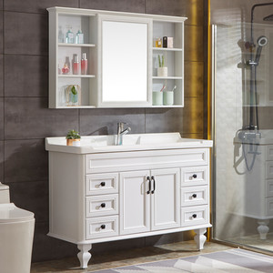 现代简约卫浴PVC浴室柜组合落地式洗濑台洗手盆洗脸盆卫生间镜柜
