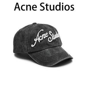 Acne Studios水洗做旧字母刺绣棉质可调节休闲圆顶棒球帽鸭舌帽子