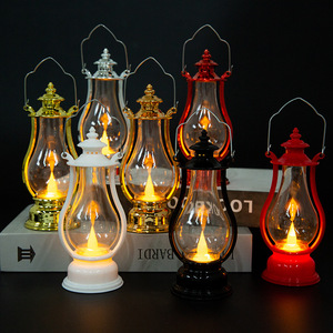 LED复古小油灯 手提煤油灯小马灯电子蜡烛灯创意节日装饰礼品风灯