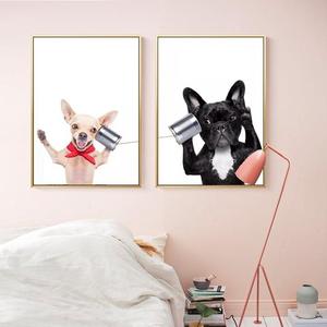 北欧风格卧室床头装饰画客厅墙上挂画餐厅壁画动物墙壁画创意狗狗