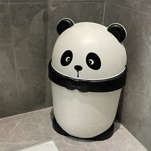 熊猫垃圾桶家用厨房卫生间厕所客厅带盖卧室翻盖卡通可爱纸篓大号