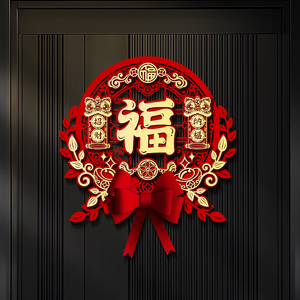 新年装饰立体福字2024龙年新居高档春节入户门贴纸房门大门布置品