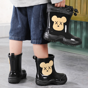 日韩卡通儿童雨鞋男女童防滑防水雨靴束口加绒可拆洗耐脏防水胶鞋