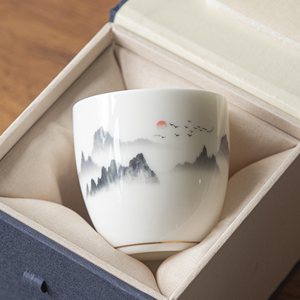 羊脂玉主人茶杯个人专用单杯高档陶瓷品茗杯白瓷茶具待客喝茶杯子