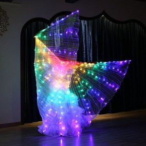 肚皮舞金翅跳舞表演LED发光蝴蝶荧光翅膀五彩出发光彩色披风道具